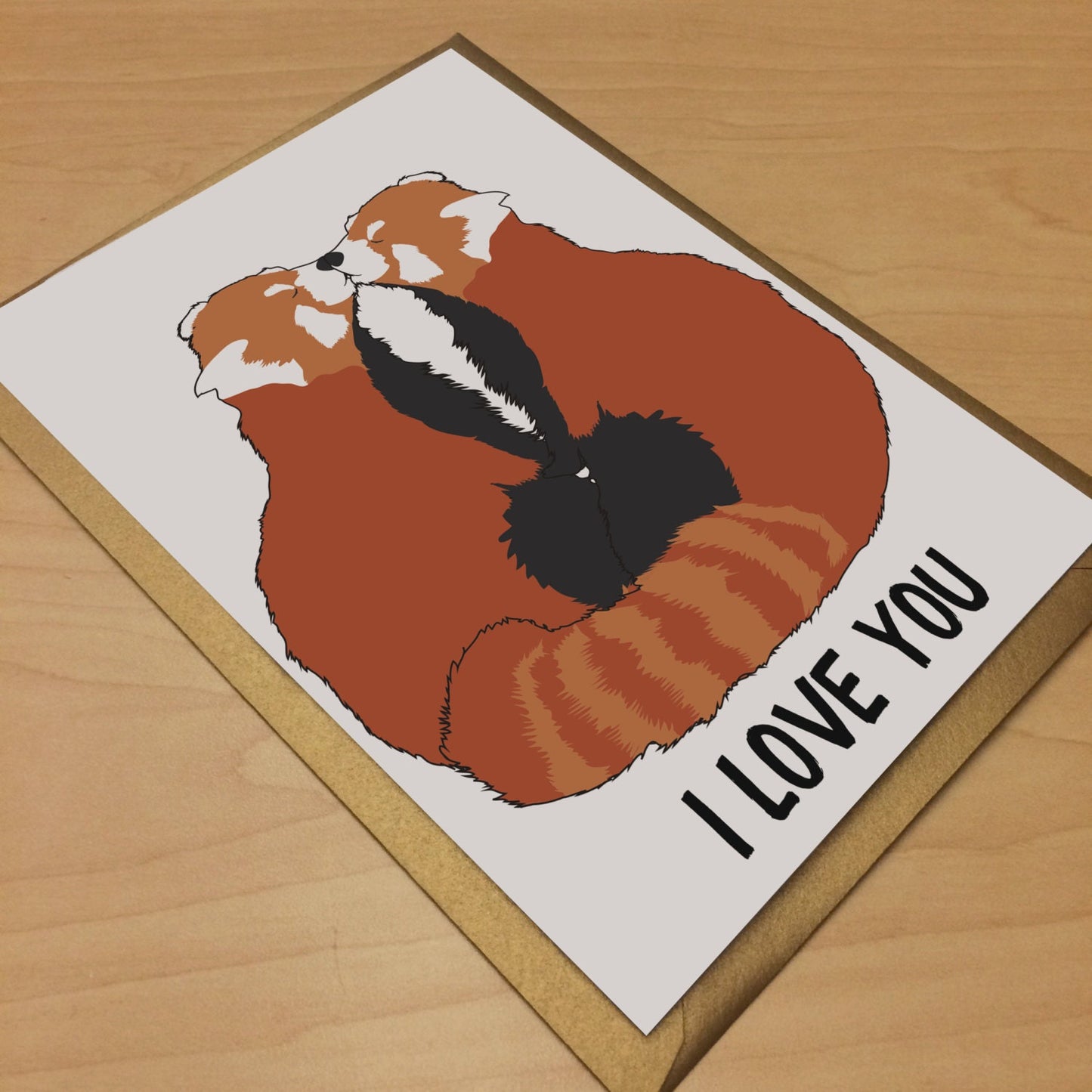 I Love You Red Pandas Card • Greeting Card • Valentine's Day • Stationery